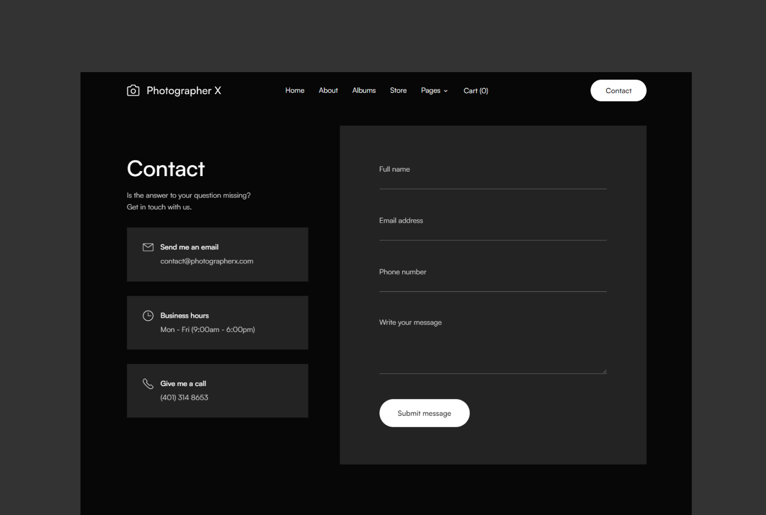 Result Third Photographer X Webstudio X Webflow Template